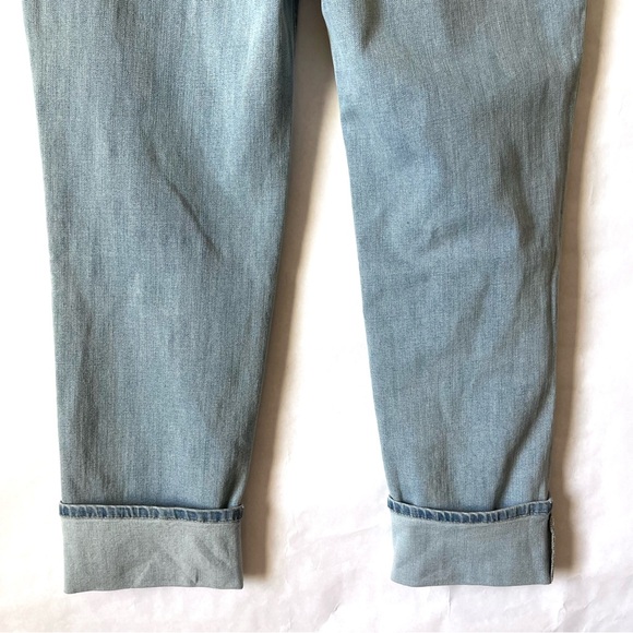 Chico’s So Slimming Girlfriend Ankle Blue Jeans Sequin Patch Cuffed Size 10 - Picture 8 of 13